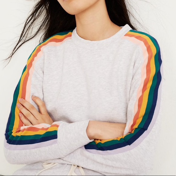 Madewell Sweaters - Madewell Rainbow-Insert Crop Sweater Women’s L